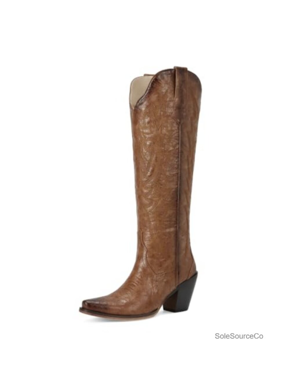 Women's Knee High Cowboy Boots Snip Toe Wing Embroidery